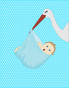 openclipart圖庫：Baby Boy And Stork