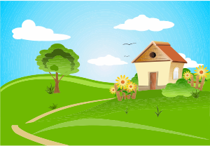 openclipart圖庫：House And Green Rolling Hills