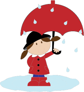 openclipart圖庫：Cartoon Girl In The Rain