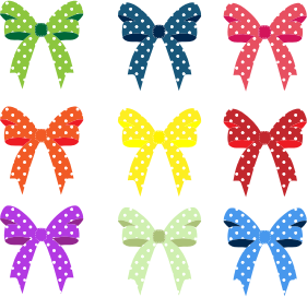openclipart圖庫：Colorful Ribbons And Bows Polka Dots