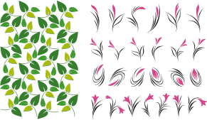 openclipart圖庫：Leaves And Flowers