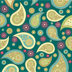 openclipart圖庫：Green And Gold Paisley Pattern