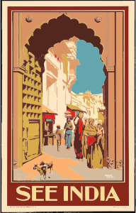 openclipart圖庫：Vintage Travel Poster India 2