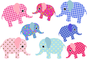openclipart圖庫：Colorful Retro Elephants