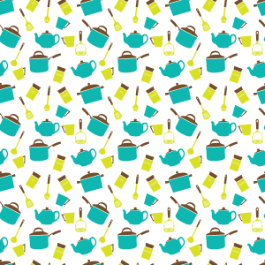 openclipart圖庫：Kitchen-Utensils-Crockery-seamless-pattern