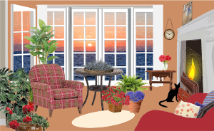 openclipart圖庫：Fictional Living Room With An Ocean View
