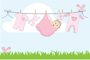 openclipart圖庫：Baby Girl Hanging On Clothesline Outside