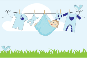 openclipart圖庫：Baby Boy Hanging On Clothesline Outside