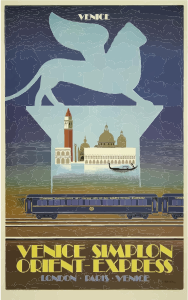 openclipart圖庫：Vintage Travel Poster Venice Orient Express