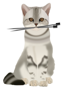 openclipart圖庫：Cat with Knitting Needles
