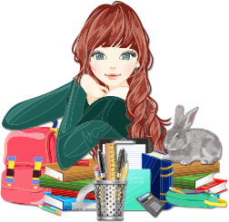 openclipart圖庫：School Girl With Rabbit 2