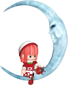openclipart圖庫：Elf Sitting On Crescent Moon