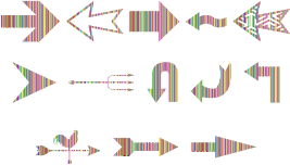 openclipart圖庫：Variety Of Colorful Striped Arrows