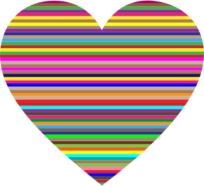 openclipart圖庫：Colorful Horizontal Striped Heart
