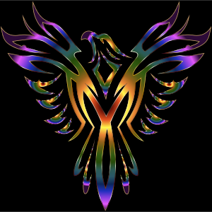 openclipart圖庫：Colorful Phoenix Line Art 3