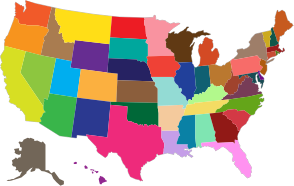openclipart圖庫：MultiColored United States Map