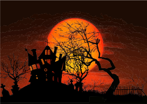 openclipart圖庫：Haunted House Moonlight Silhouette