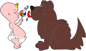 openclipart圖庫：Dog Licking Babys Lollipop