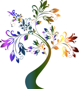 openclipart圖庫：Colorful Floral Tree