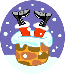 openclipart圖庫：Santa Claus Stuck In Chimney
