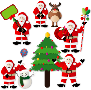 openclipart圖庫：CHRISTMAS SANTAS