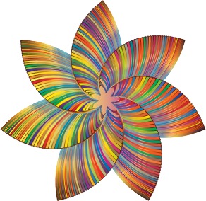 openclipart圖庫：Colorful Flower Line Art 2
