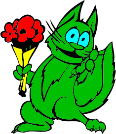 openclipart圖庫：Green Cat With Flowers