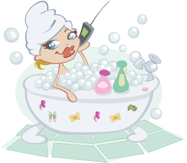 openclipart圖庫：Woman Talking On The Phone In A Bubble Bath