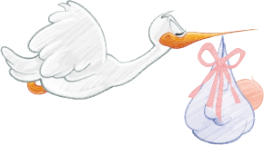 openclipart圖庫：Stork Carrying Baby Girl