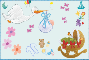 openclipart圖庫：Stork Baby Boy Accessories