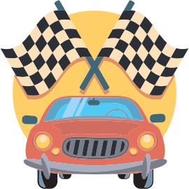 openclipart圖庫：Car And Racing Flags Icon