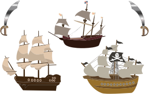 openclipart圖庫：Three Pirate Ships