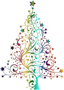 openclipart圖庫：Starry Christmas Tree Prismatic No Background