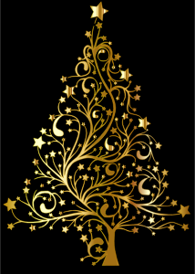 openclipart圖庫：Starry Christmas Tree Gold