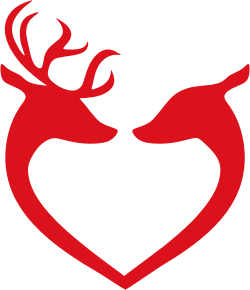 openclipart圖庫：Deer Couple Heart Silhouette