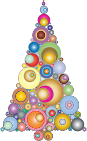 openclipart圖庫：Colorful Abstract Circles Christmas Tree 3