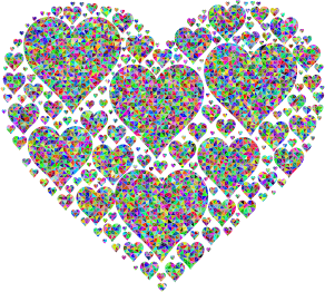 openclipart圖庫：Prismatic Low Poly Hearts In Heart Higher Detail