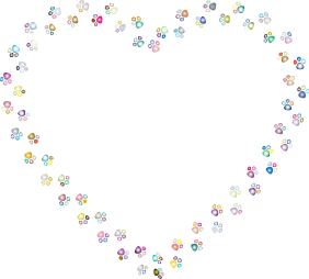 openclipart圖庫：Colorful Paw Prints Heart Mark II 3