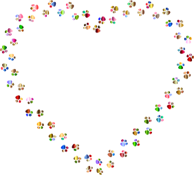openclipart圖庫：Colorful Paw Prints Heart Mark II 5