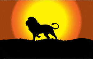 openclipart圖庫：Low Poly Dusk Lion Silhouette
