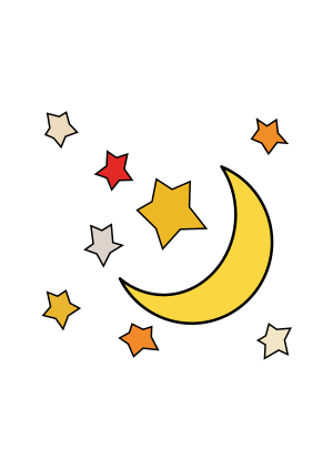 openclipart圖庫：Moon and stars 1