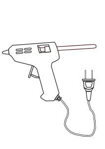 openclipart圖庫：Herramienta pistola silicona pegamento caliente para colorear