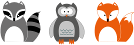 openclipart圖庫：Raccoon Owl And Fox