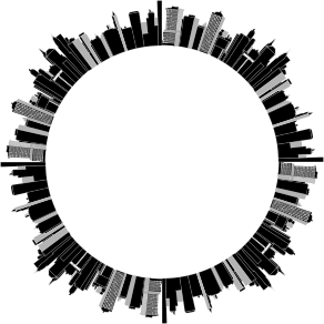 openclipart圖庫：Cityscape Skyline Radial 2