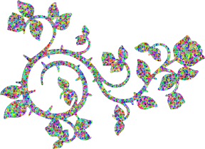 openclipart圖庫：Low Poly Prismatic Roses And Vines