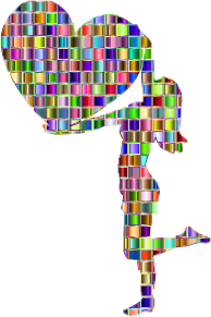 openclipart圖庫：Chromatic Mosaic Woman With Big Heart