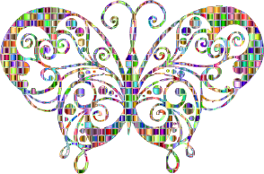 openclipart圖庫：Chromatic Mosaic Flourish Butterfly