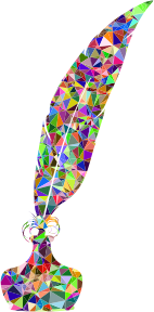 openclipart圖庫：Chromatic Gem Feather Quill And Inkwell