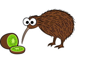 openclipart圖庫：Cartoon kiwi bird with kiwi fruit