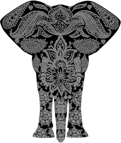 openclipart圖庫：Floral Pattern Elephant